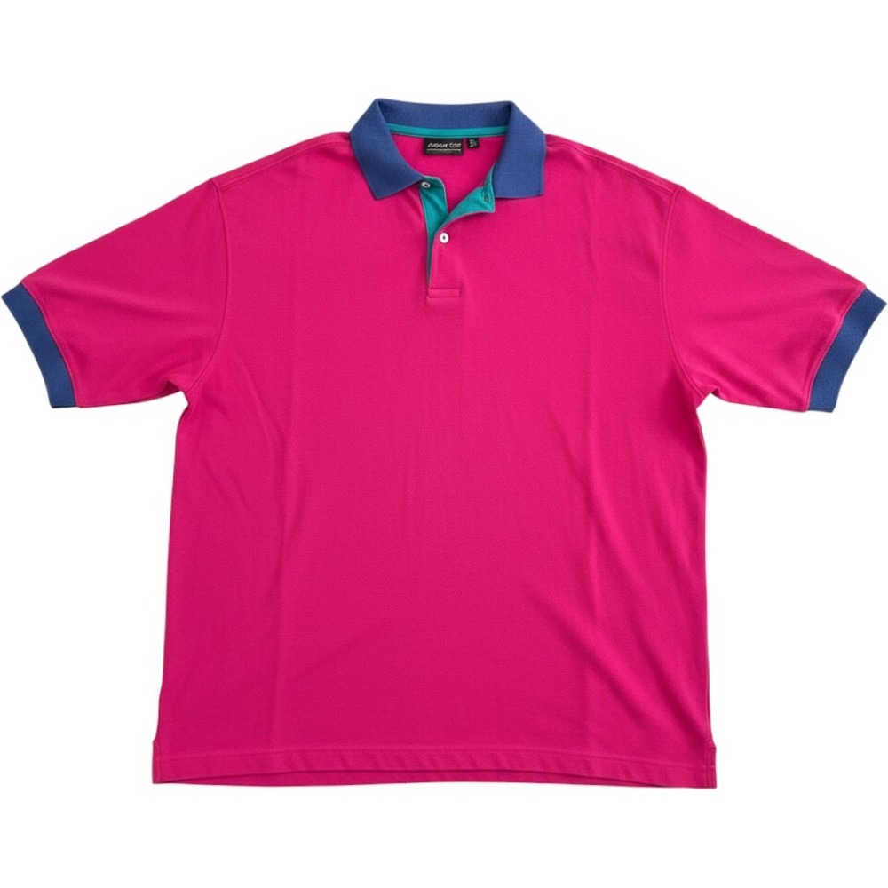 Jonathan Corey Men's XXL Vintage Cotton Pink Polo Shirt Blue Collar Casual Golf